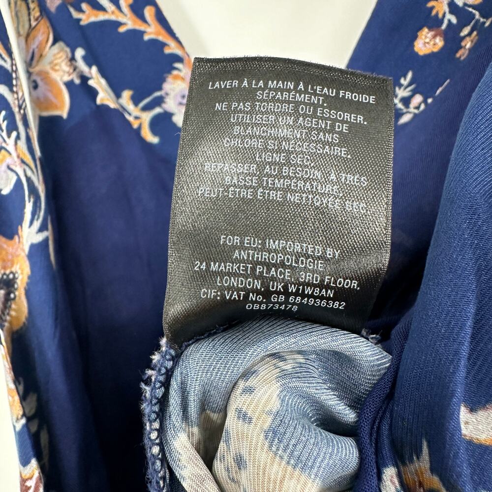Anthropologie Ett:twa Blue Paisley Belted Wide Leg Womens Jumpsuit Small - Picture 9 of 12